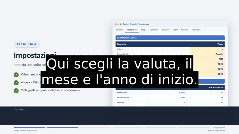 Fotogramma del video tutorial con i sottotitoli